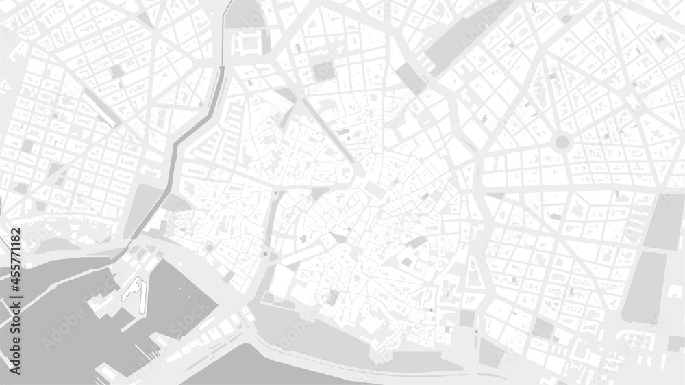 White and light grey Palma de Mallorca City area vector background map, streets and water cartography illustration. White and light grey Palma de Mallorca City area vector background map, streets and water cartography illustration.