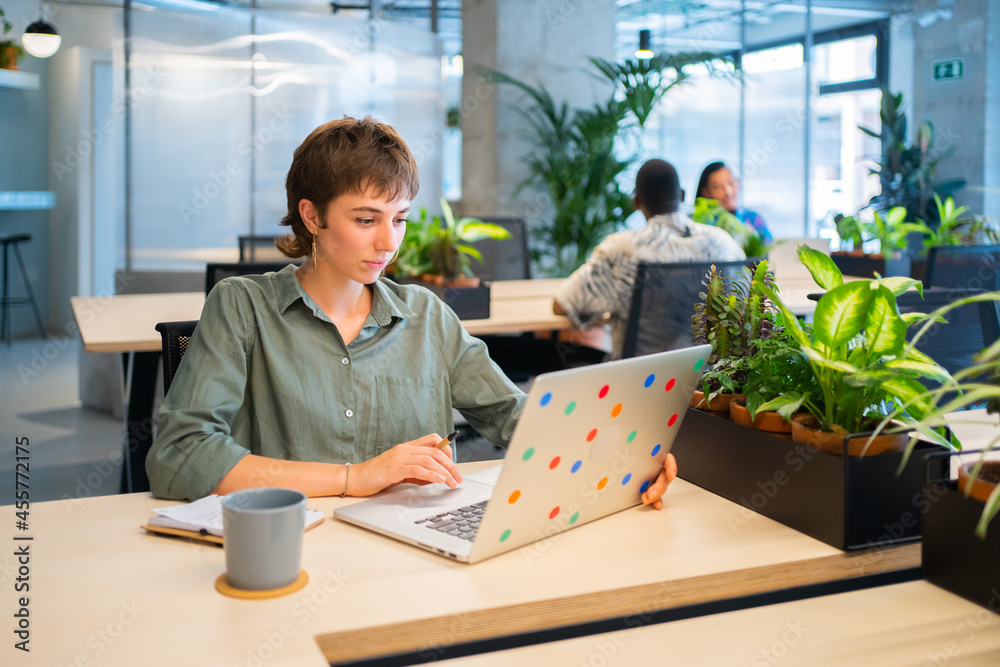 Colleagues In A Coworking Workplace. Colleagues In A Coworking Workplace.