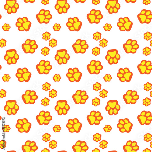 Vector seamless pattern with cat or dog,kitten or puppy footprints. Can be used for wallpaper,fabric, web page background, surface textures.