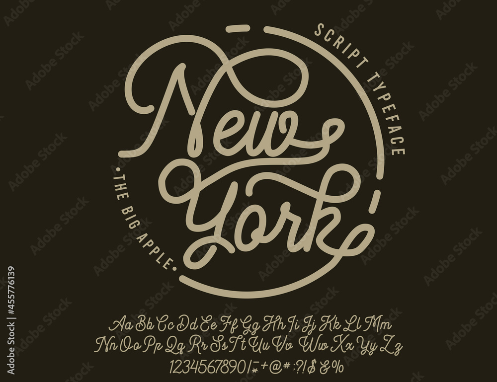 Fototapeta New York City print. Hand made script font. Stylish badge for stickers or prints on clothes.