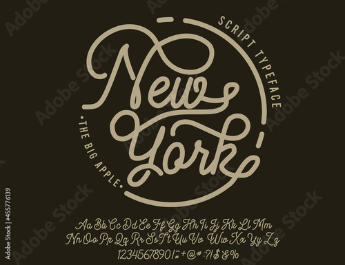 New York City print. Hand made script font. Stylish badge for stickers or prints on clothes.