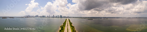 Aerial photo Julia Tuttle Causeway Bridge Miami Florida over Biscayne Bay photo