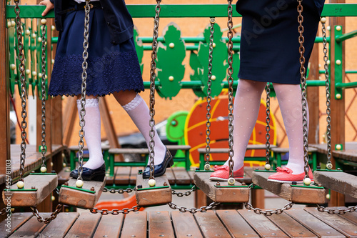 Schoolgirls. schoolgirl feet. Concept school days.