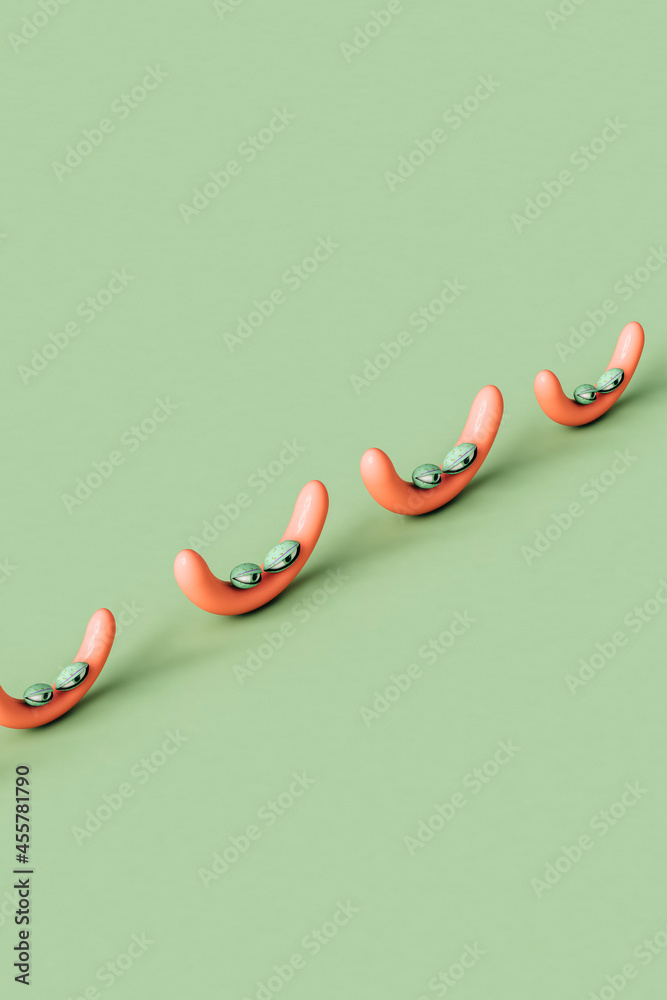 wurst with eyes crossing the frame