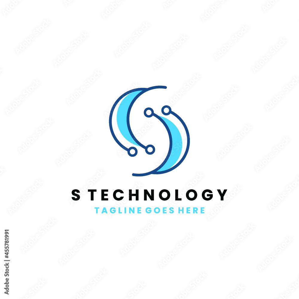 Fototapeta premium S initial tech logo vector image