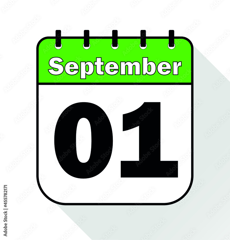 September day 1 green - Calendar Icon - Vector Illustration. September day 1 green - Calendar Icon - Vector Illustration.