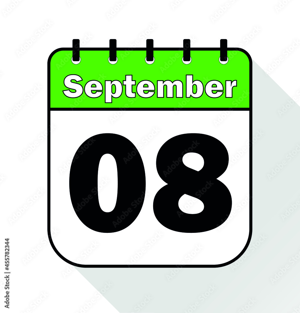 September day 8 green - Calendar Icon - Vector Illustration. September day 8 green - Calendar Icon - Vector Illustration.
