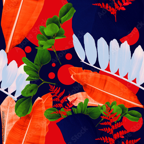 Seamless pattern with leaves. Floral background