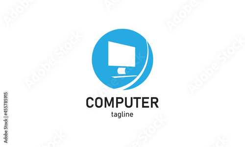 Premium vector computer monitor desktop repair logo design