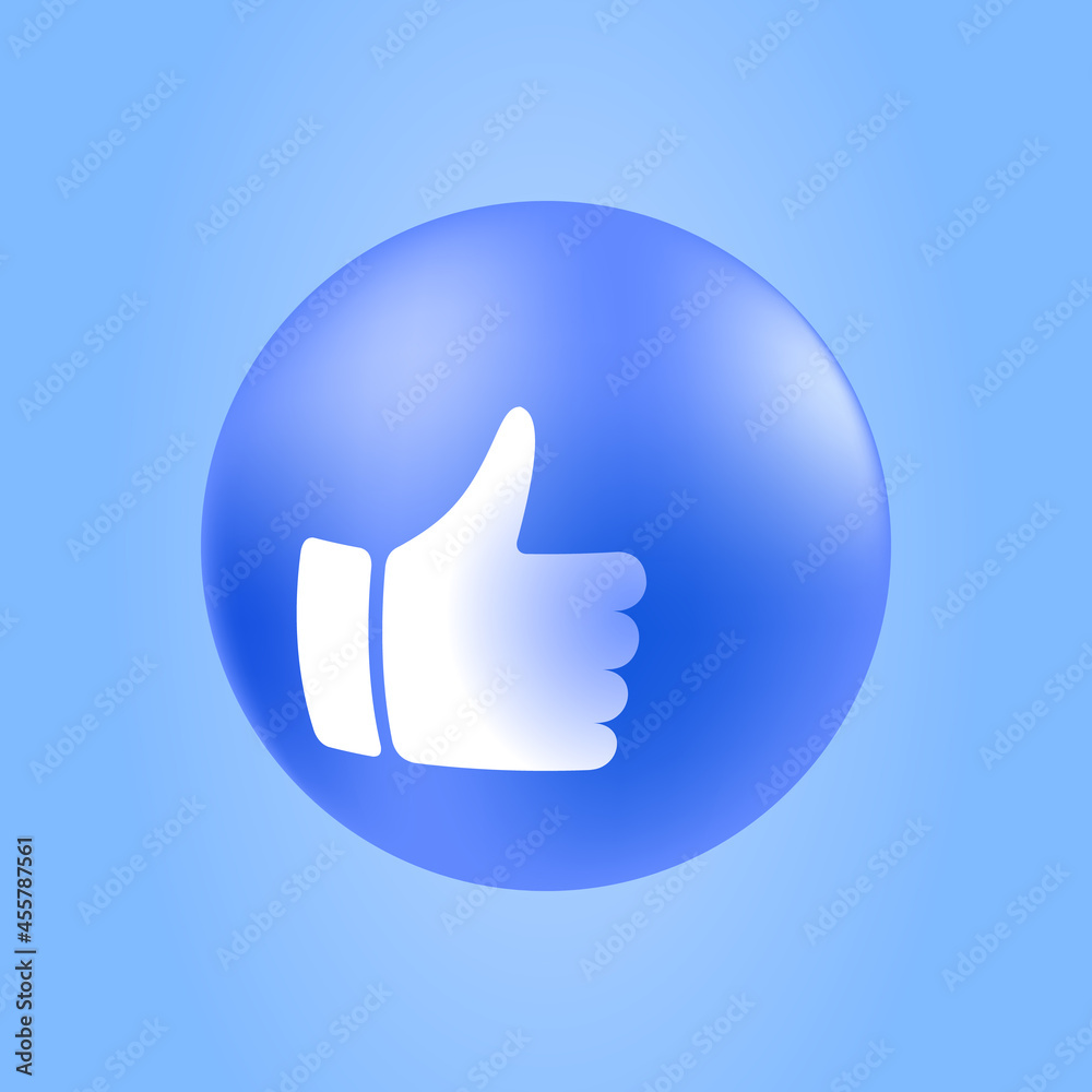 Isolated Emoticon Reaction. Thumb Up on Blue Rounded Background. Social Media UI Emotion. Vector illustration Isolated Emoticon Reaction. Thumb Up on Blue Rounded Background. Social Media UI Emotion. Vector illustration