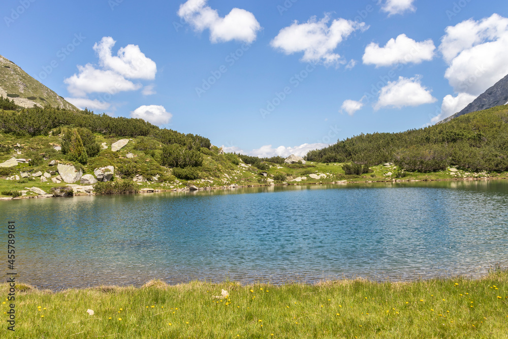 landscape of Muratovo (Hvoynato) lake at Pirin Mountain, Bulgaria