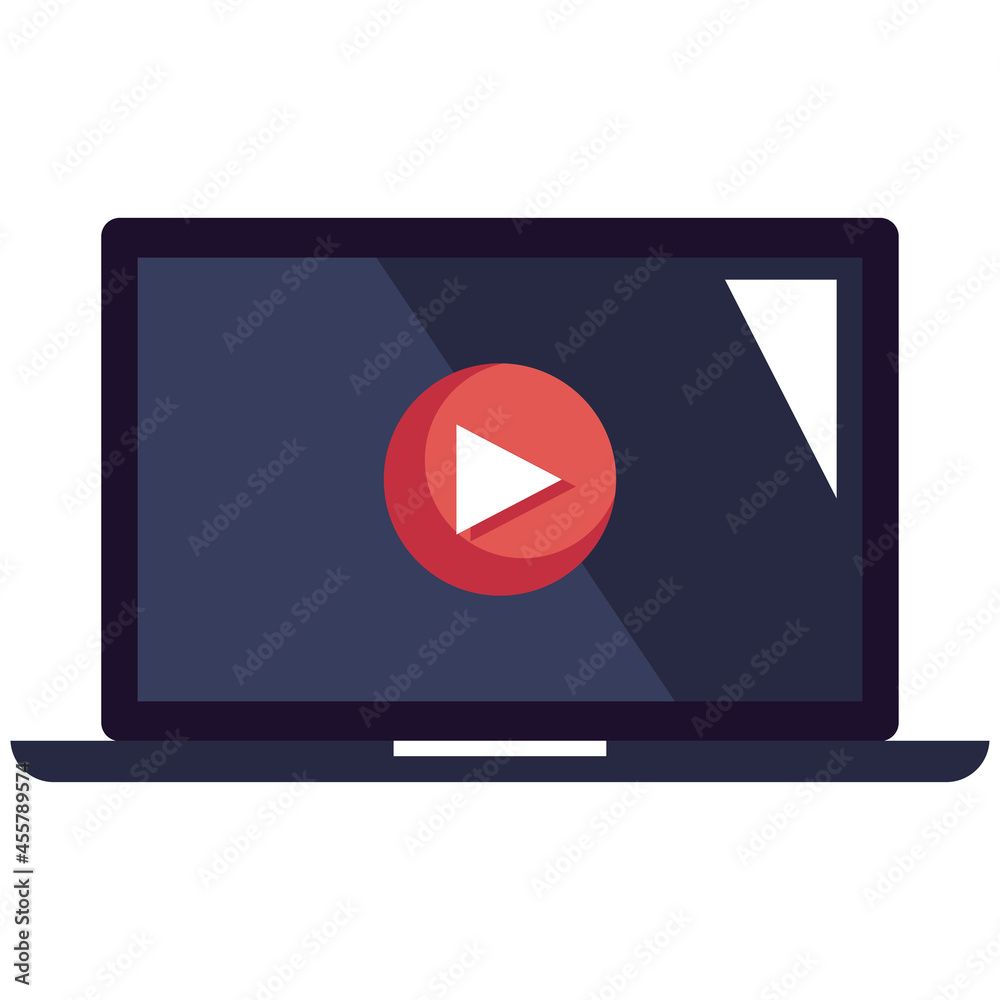 laptop with play button laptop with play button