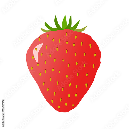 Red fresh strawberries with green leaves. Isolated on white background