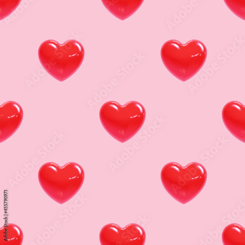 Pattern of cute red hearts for Valentine's Day in a realistic style. Vector illustration.