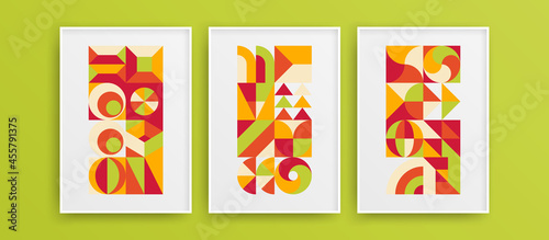 Clean fresh home decor layout collection. Isolated amazing bauhaus shapes vector design concept bundle.