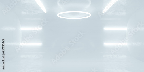 Fototapeta Naklejka Na Ścianę i Meble -  white futuristic empty studio room 3d render illustration