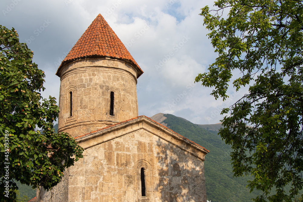 Ancient religious buildings in the Caucasus. Old christian temple in the Kish village of Sheki - Azerbaijan Ancient religious buildings in the Caucasus. Old christian temple in the Kish village of Sheki - Azerbaijan