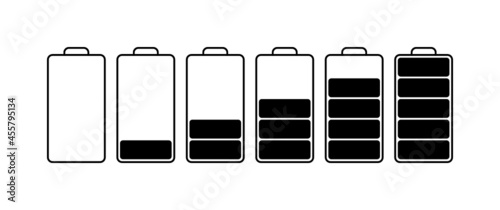 Battery power charge level vector icons