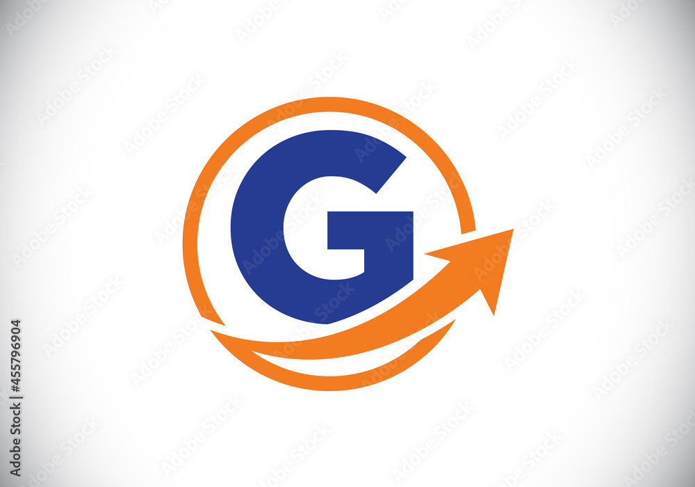 Initial G monogram alphabet symbol design incorporated with the arrow. Financial or success logo concept. Font emblem. Logo for business and company identity Initial G monogram alphabet symbol design incorporated with the arrow. Financial or success logo concept. Font emblem. Logo for business and company identity