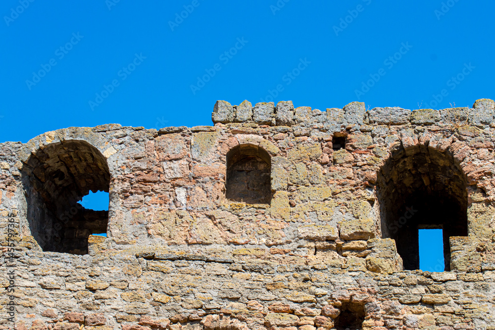 Visiting Akkerman fortress in Bilhorod-Dnistrovskyi, Ukraine on August 19, 2020. Fortress is the monument of the 13th-14th centuries
