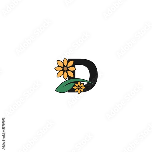 a letter with flowers icon logo design vector photo