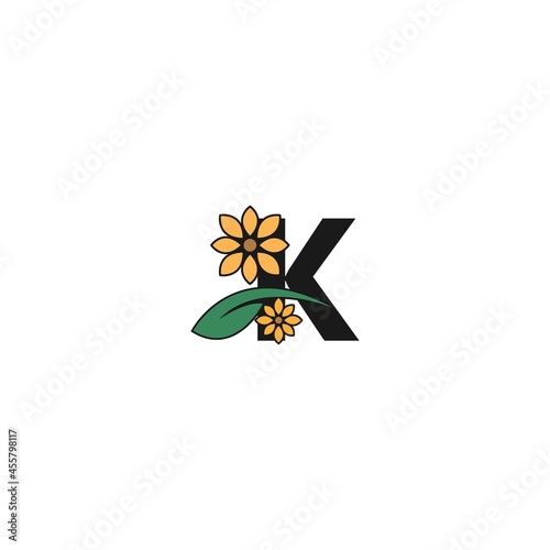 a letter with flowers icon logo design vector photo