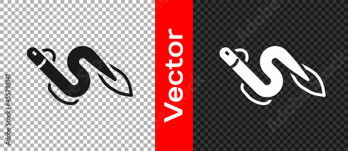 Black Eel fish icon isolated on transparent background. Vector