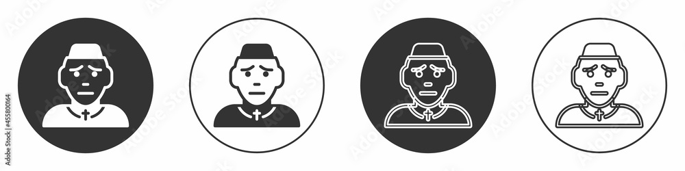Black Priest icon isolated on white background. Circle button. Vector Black Priest icon isolated on white background. Circle button. Vector