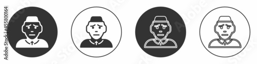 Black Priest icon isolated on white background. Circle button. Vector