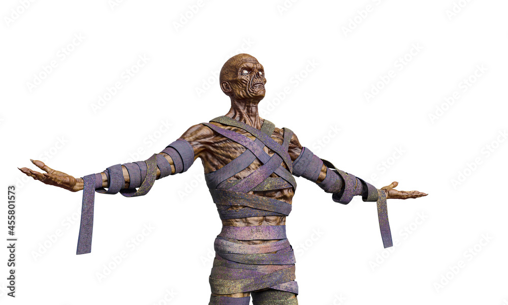 mummy is praying on white background close up view mummy is praying on white background close up view