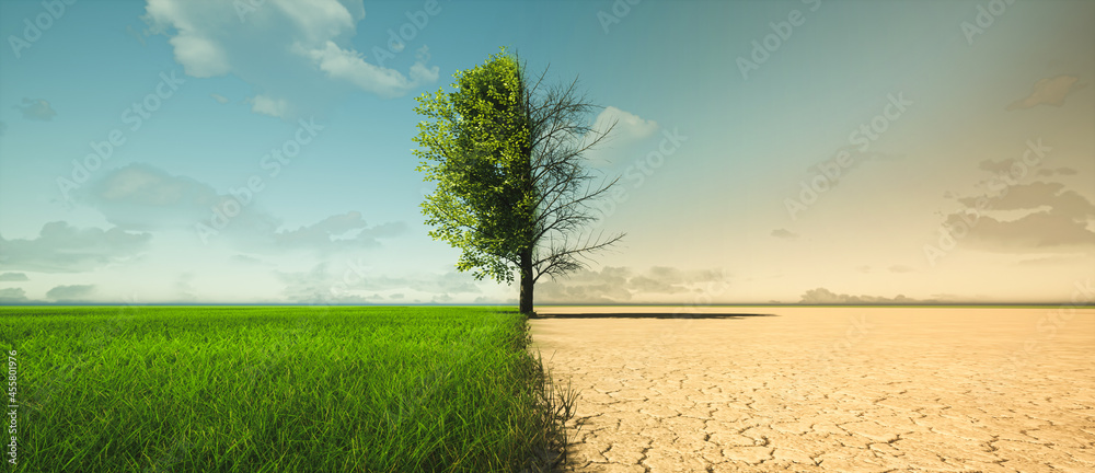 Climate change from drought to green growth - obrazy, fototapety, plakaty 