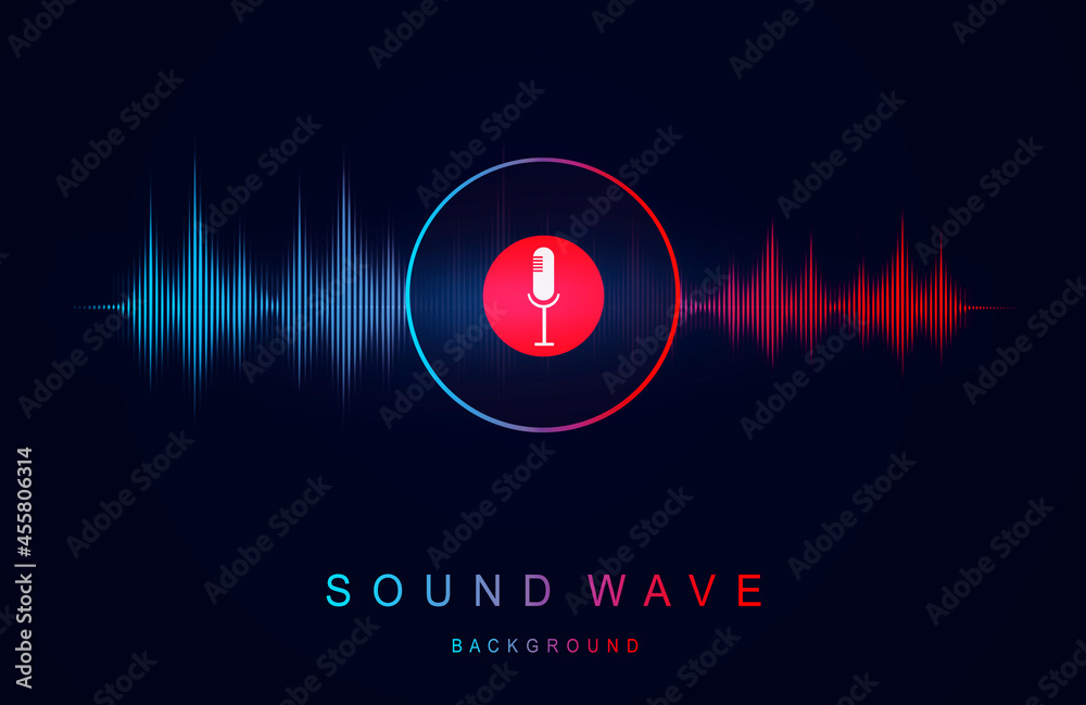 Music and radio concept. Voice and sound recognition. Sound wave