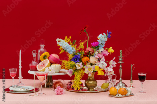 Modern Barocco red feast table  photo