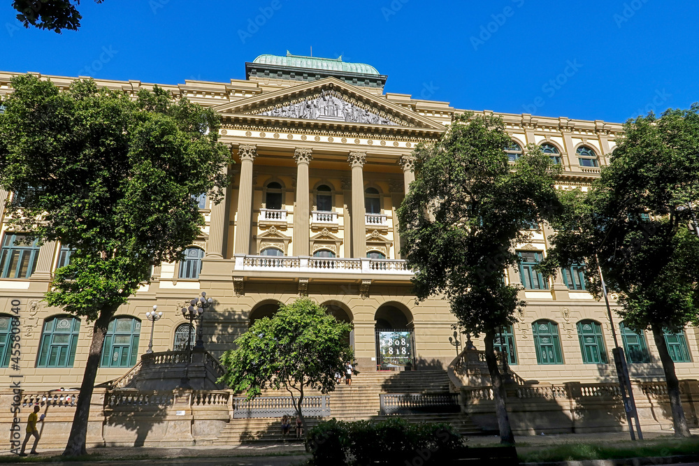 Edificio da Biblioteca Nacional, Rio de Janeiro. - obrazy, fototapety, plakaty 