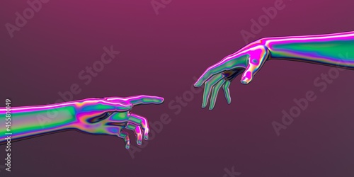Modern 3d illustration with two hands about to touch each other © local_doctor