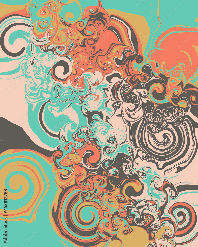 Turquoise And Orange Retro Swirl Pattern Turquoise And Orange Retro Swirl Pattern