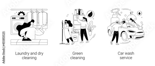 Fototapeta Naklejka Na Ścianę i Meble -  Cleaning services abstract concept vector illustrations.