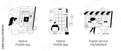 Software application abstract concept vector illustrations.