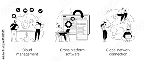 Global communication abstract concept vector illustrations.