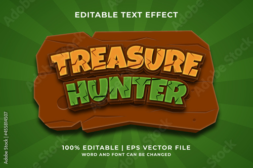 Editable text effect - Treasure Hunter 3d template style premium vector