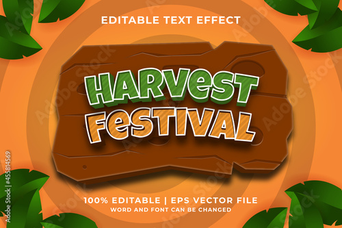 Fototapeta Naklejka Na Ścianę i Meble -  Editable text effect - Harvest Festival 3d template style premium vector