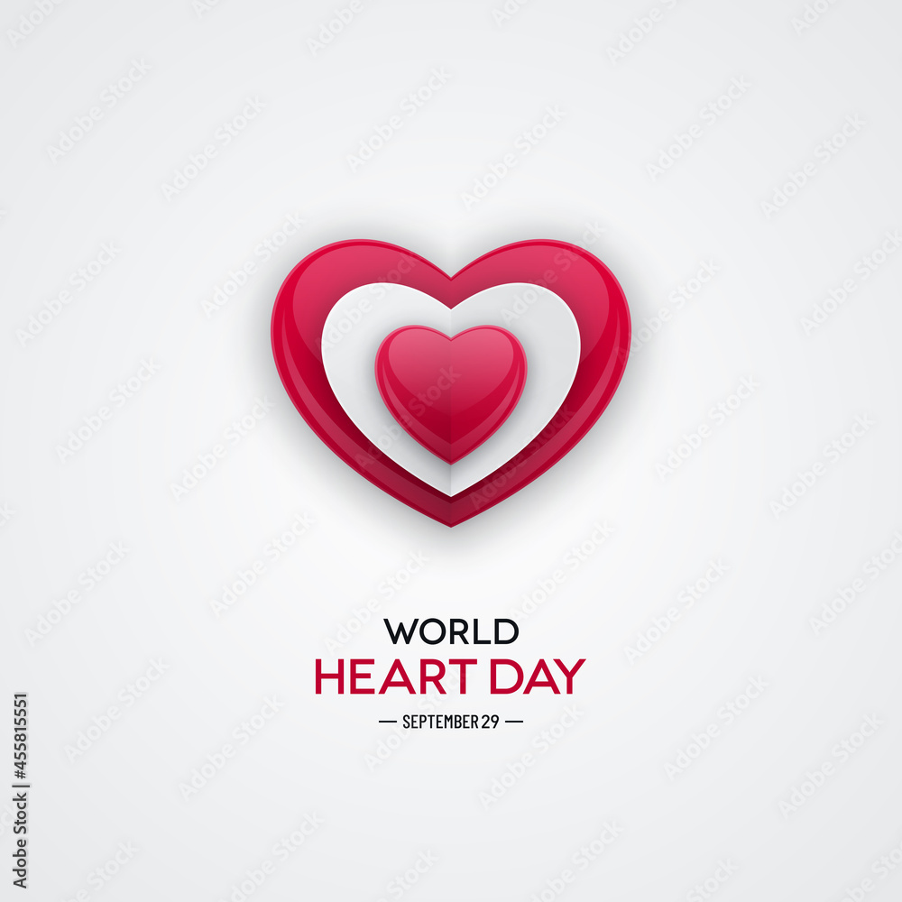 World Heart Day Banner with Glossy Heart Shape