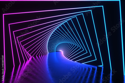 3d render, glowing lines photo