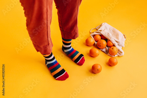 Fashion portrait of organic oranges