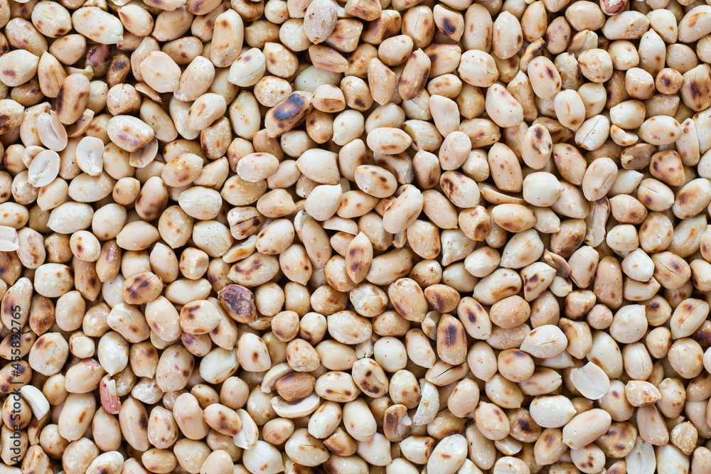 Pile of Roasted Peanuts on table with top view. Pile of Roasted Peanuts on table with top view.