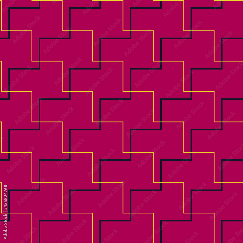 Seamless black red and gold abstract seesaw geometric textile pattern vector Seamless black red and gold abstract seesaw geometric textile pattern vector