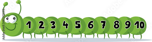 Cute Cartoon Caterpillar with Numbers Vector Mascot