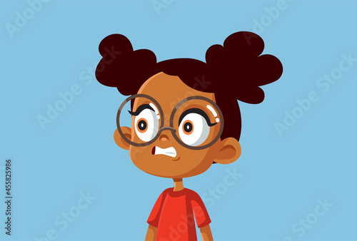 Horrified Little Girl Vector Cartoon Illustration