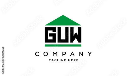 GUW three letter house for real estate logo design photo