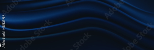 modern abstract blue background. Dark blue silk fabric curtain background. Vector illustration.